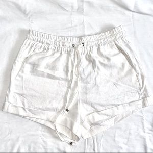 White linen shorts